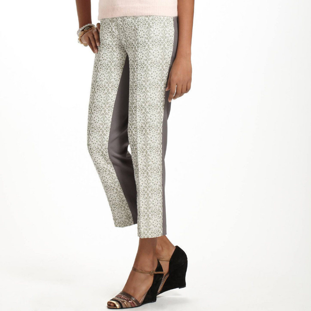 Anthropologie Spliced Jacquard Slims Ankle Pants Trousers By Elevenses, Size 4